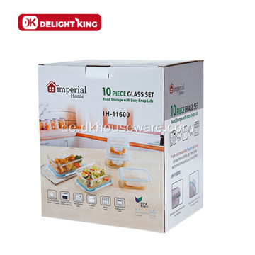 Borosilikatglas-Lebensmittelbehälter mit kundenspezifischem Aufkleber